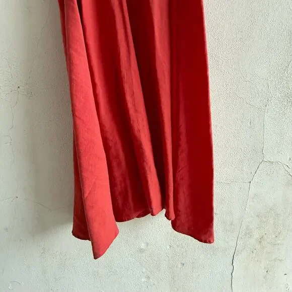 NWT Mango Sleeveless Red Tie Front Midi Dress Lightweight Linen Blend Size S - Picture 4 of 6